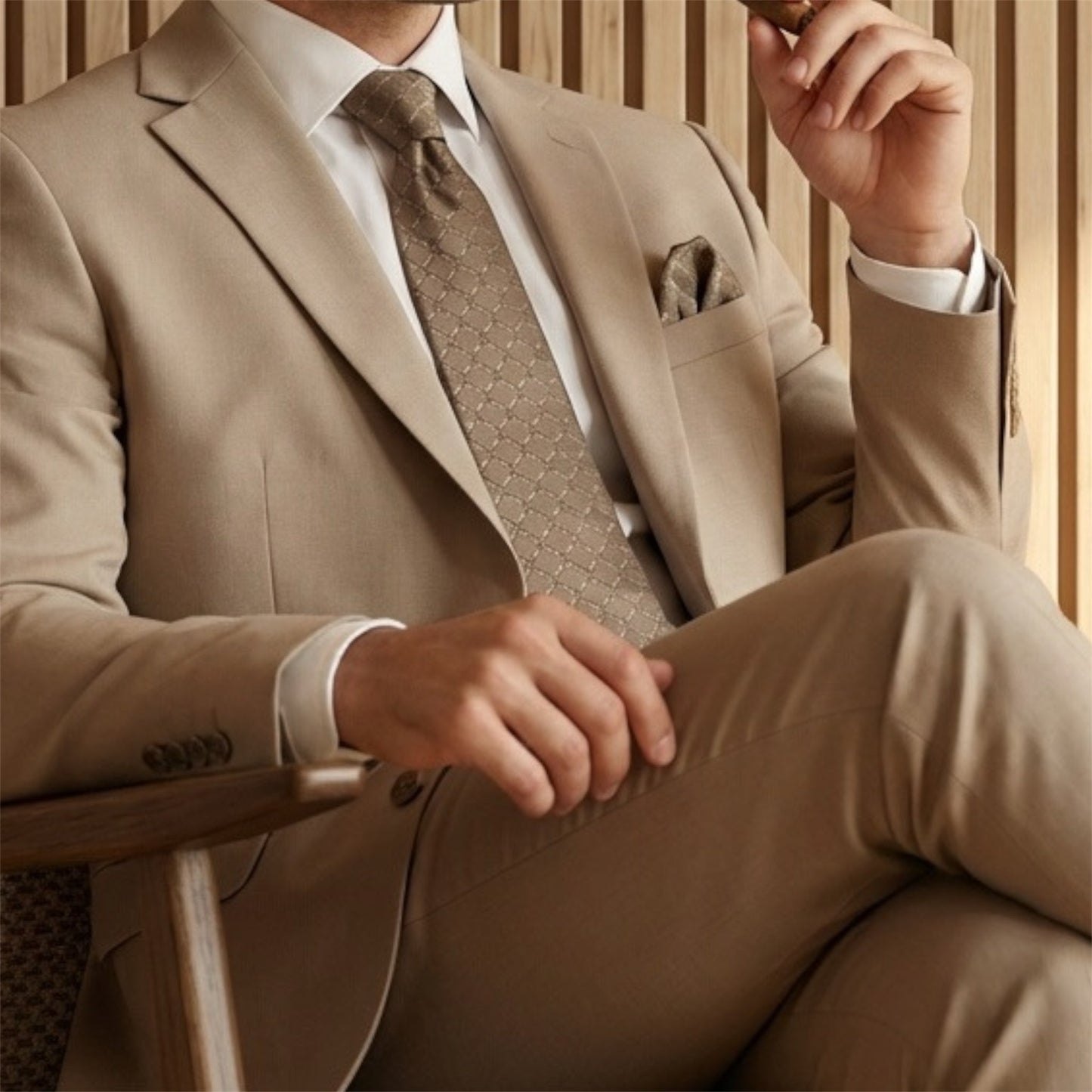 Dark Beige Textured Pocket Square