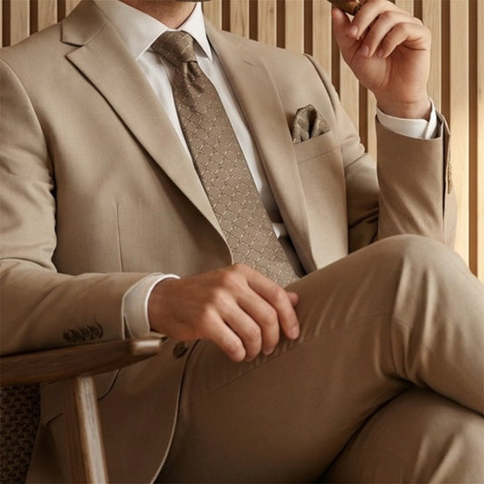 Dark Beige Textured Pocket Square