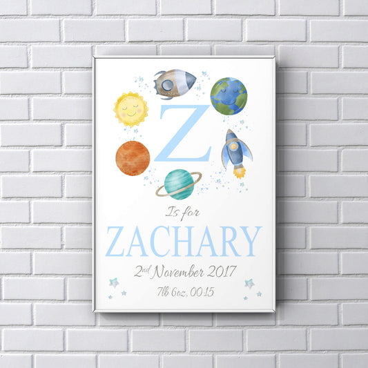 Personalised Newborn name PRINT Space