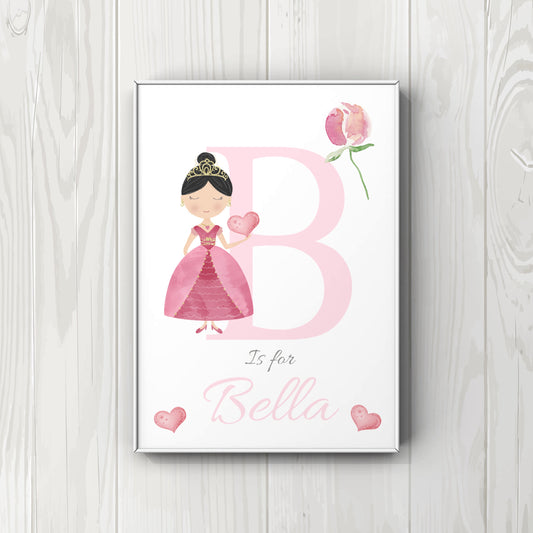 Personalised Name Newborn Nursery princess PRINT UNFRAMED