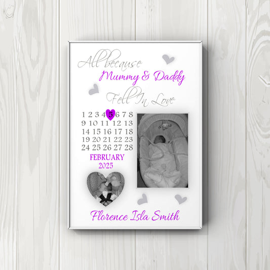 Personalised photo gifts for Dad - All because Mummy & Daddy fell in love print