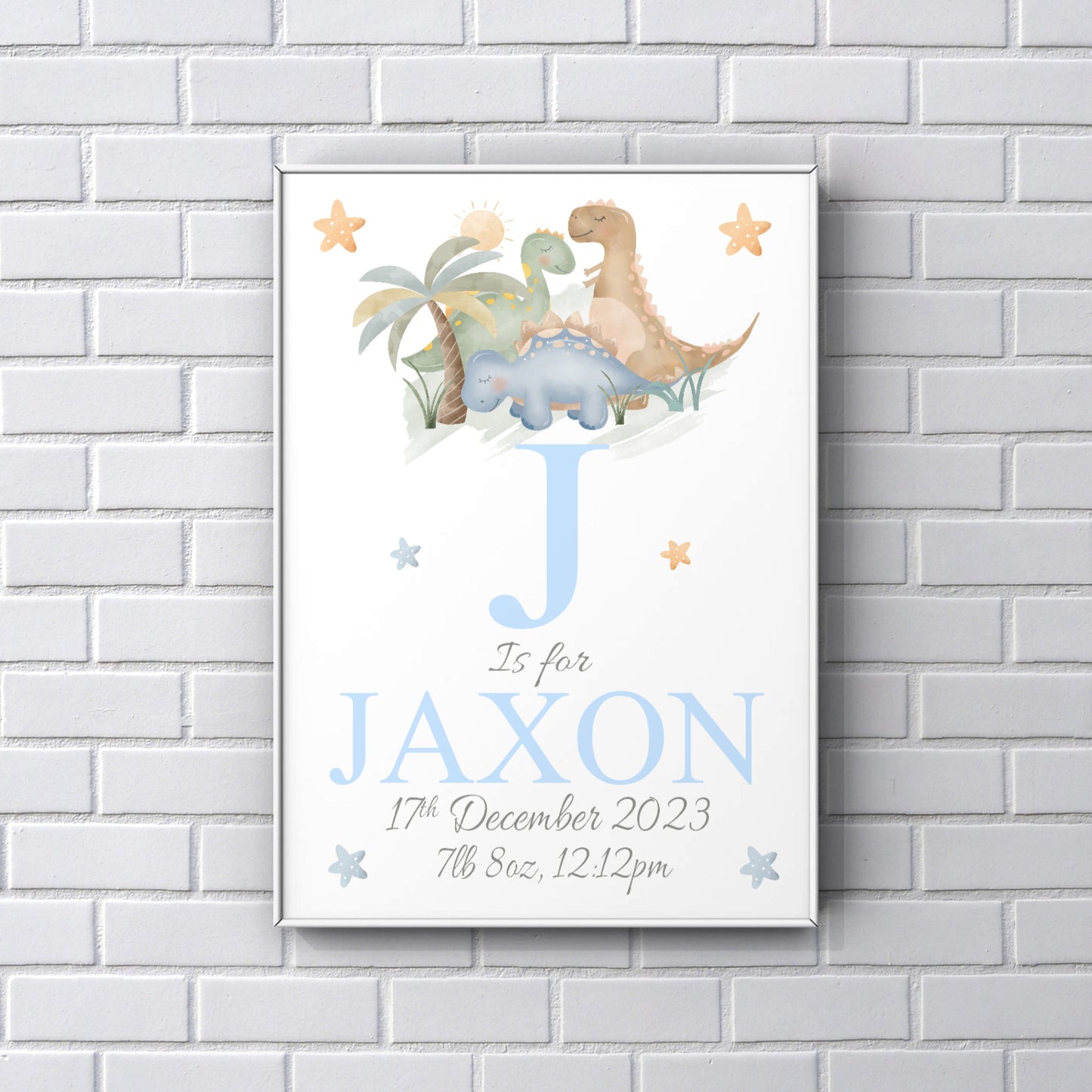 Personalised Dinosaur Newborn PRINT baby boy gift