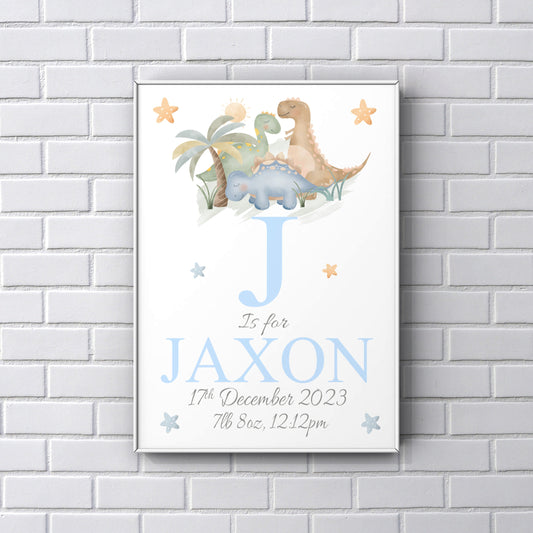Personalised Dinosaur Newborn PRINT baby boy gift