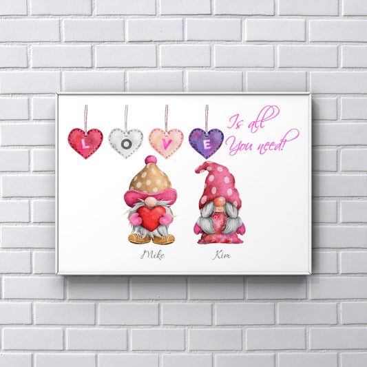 Gonk personalised Valentine’s Day Print