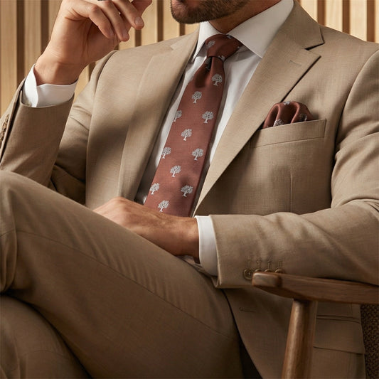 Tree Tie Brown & White