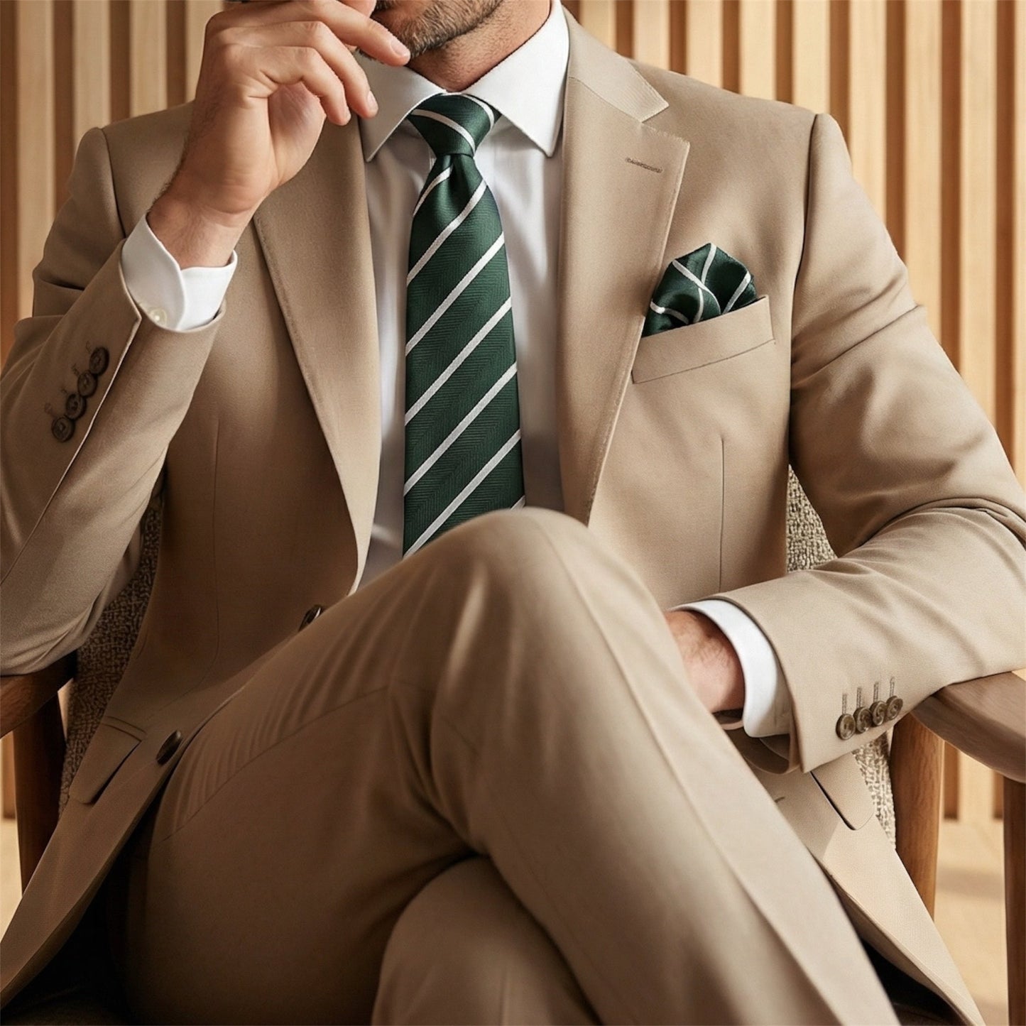 Forest Green & White Stripe Tie - Hawksmoor Edit