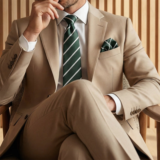Forest Green & White Stripe Tie - Hawksmoor Edit
