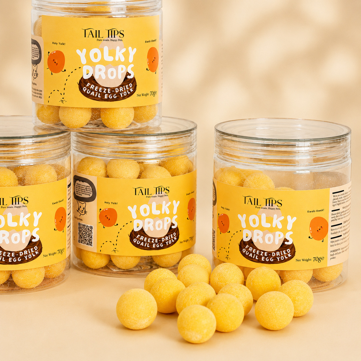 Yolky Bites - 100% Freeze-Dried Egg Yolk Treats | Pure Protein | Tail Tips UK | 40g pack