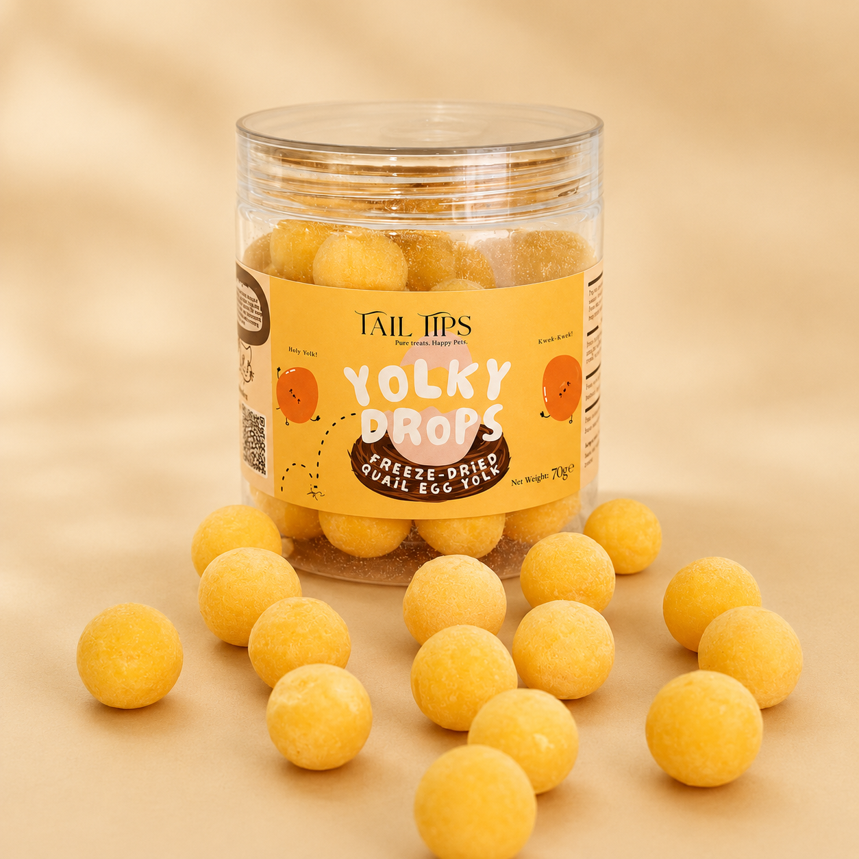 Yolky Bites - 100% Freeze-Dried Egg Yolk Treats | Pure Protein | Tail Tips UK | 40g pack