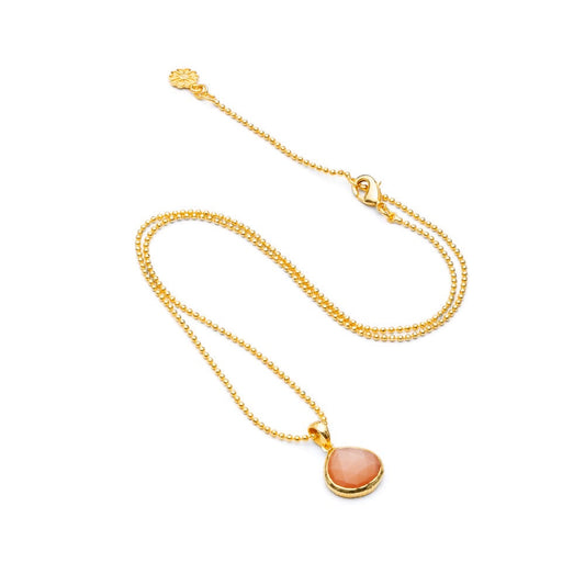 Eos Drop Gemstone Necklace: Peach Moonstone