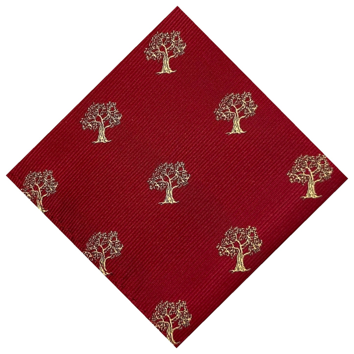 Tree Pocket Square Red & Gold