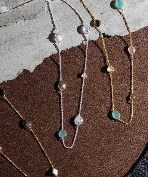 Penelope Multi-Stone Necklace: Pariba Onyx, Rose Quartz & Smoky Quartz