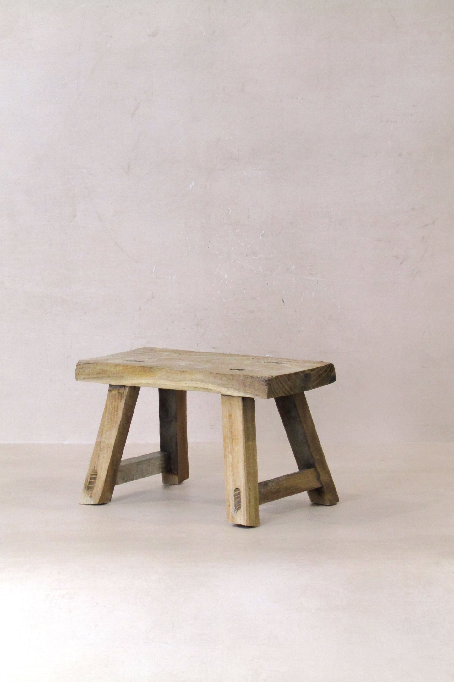 Vintage Rustic Elm Wood Stool - Small - No 27
