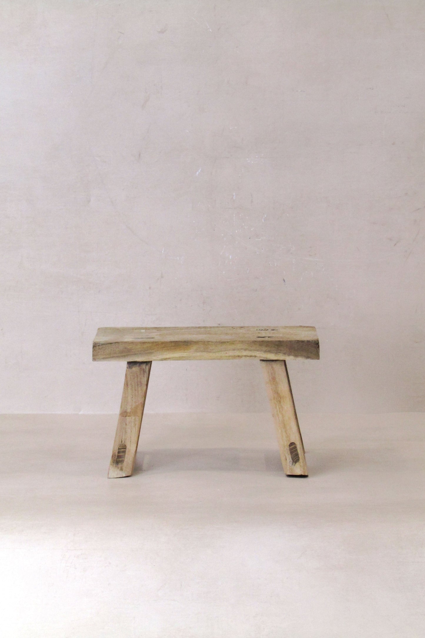 Vintage Rustic Elm Wood Stool - Small - No 27