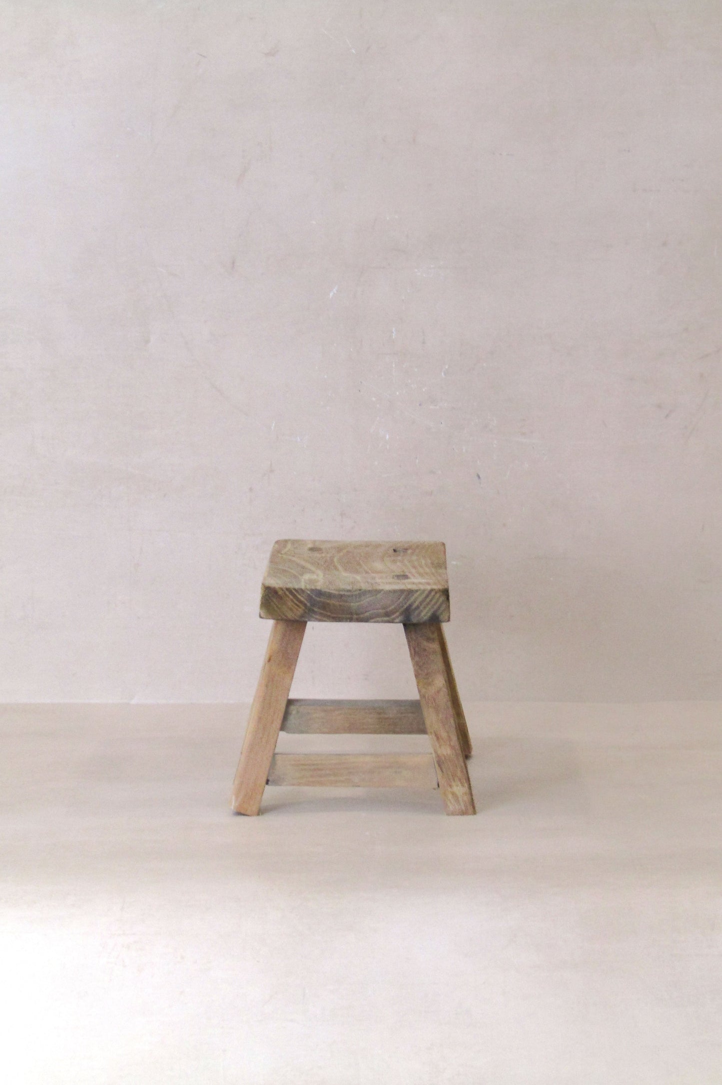 Vintage Rustic Elm Wood Stool - Small - No 27