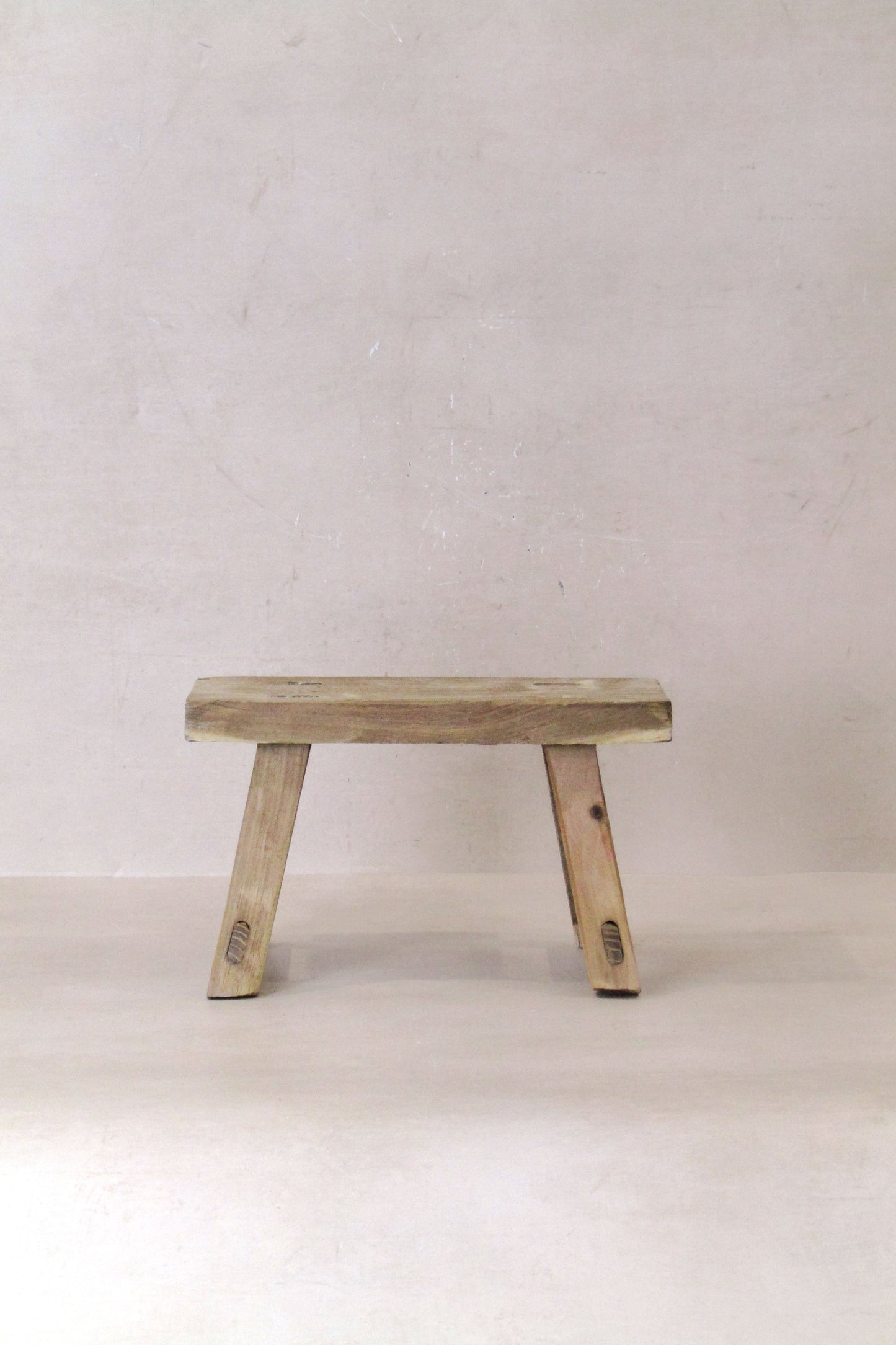 Vintage Rustic Elm Wood Stool - Small - No 27