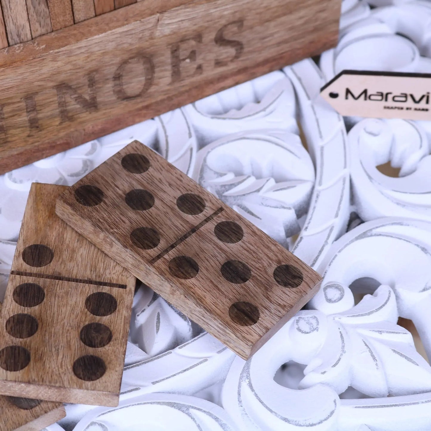 Mahua Wooden Domino Set with Holder