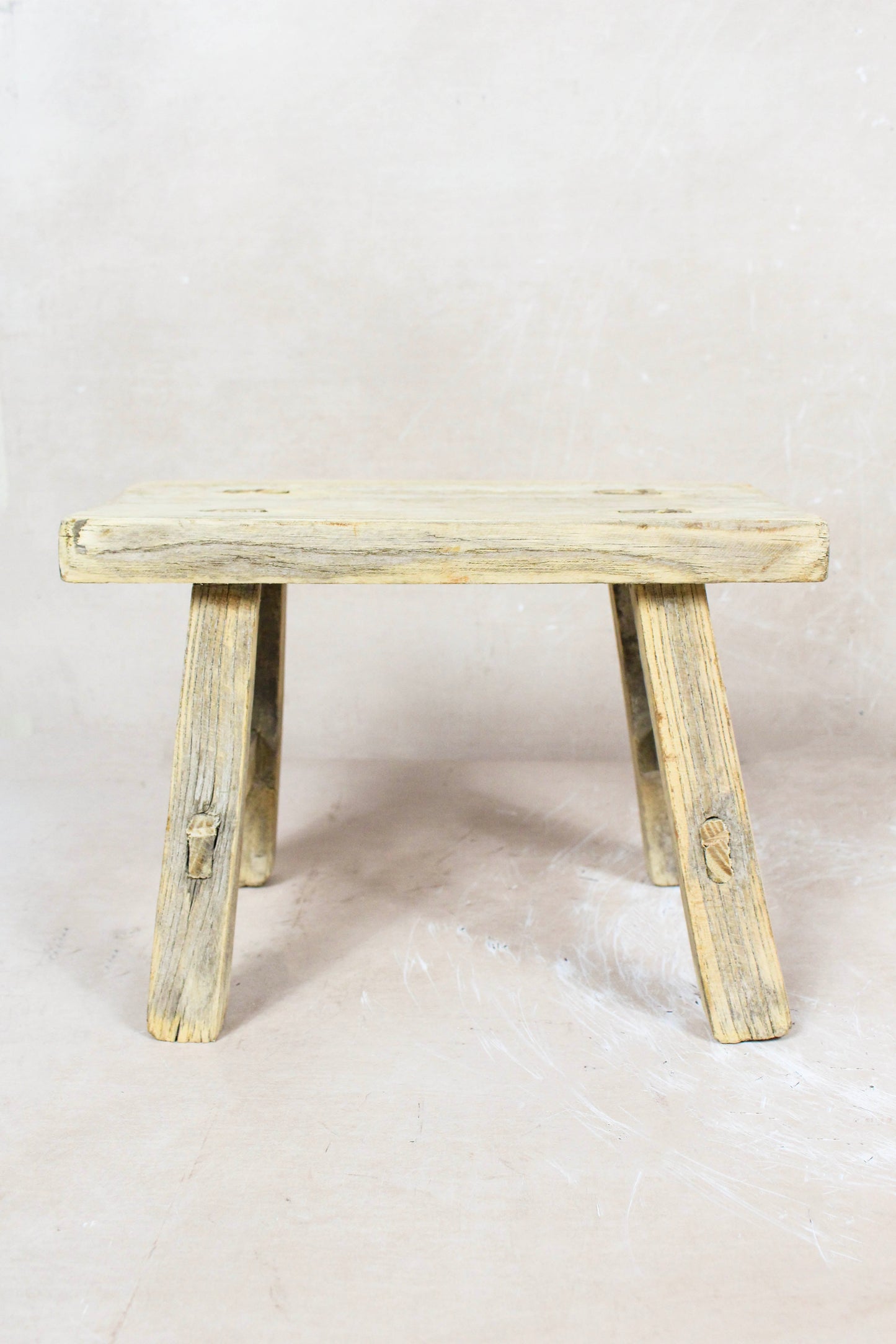 Vintage Rustic Elm Wood Stool Small - No 60
