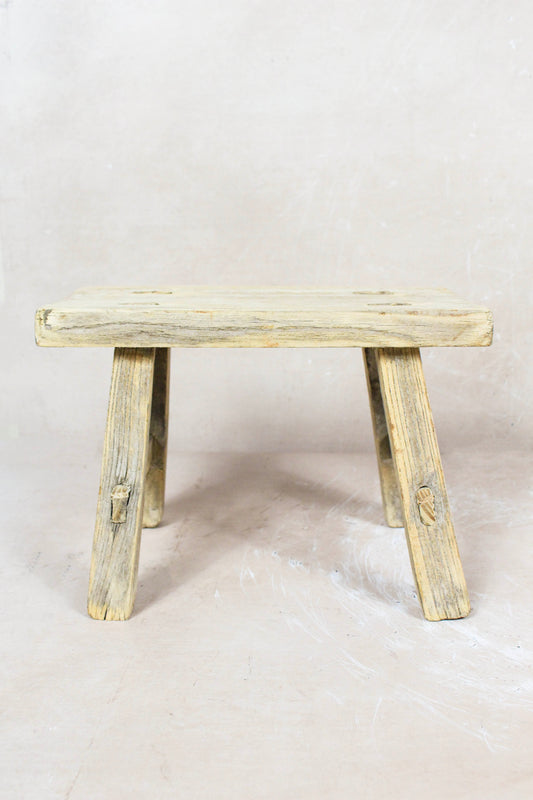 Vintage Rustic Elm Wood Stool Small - No 60