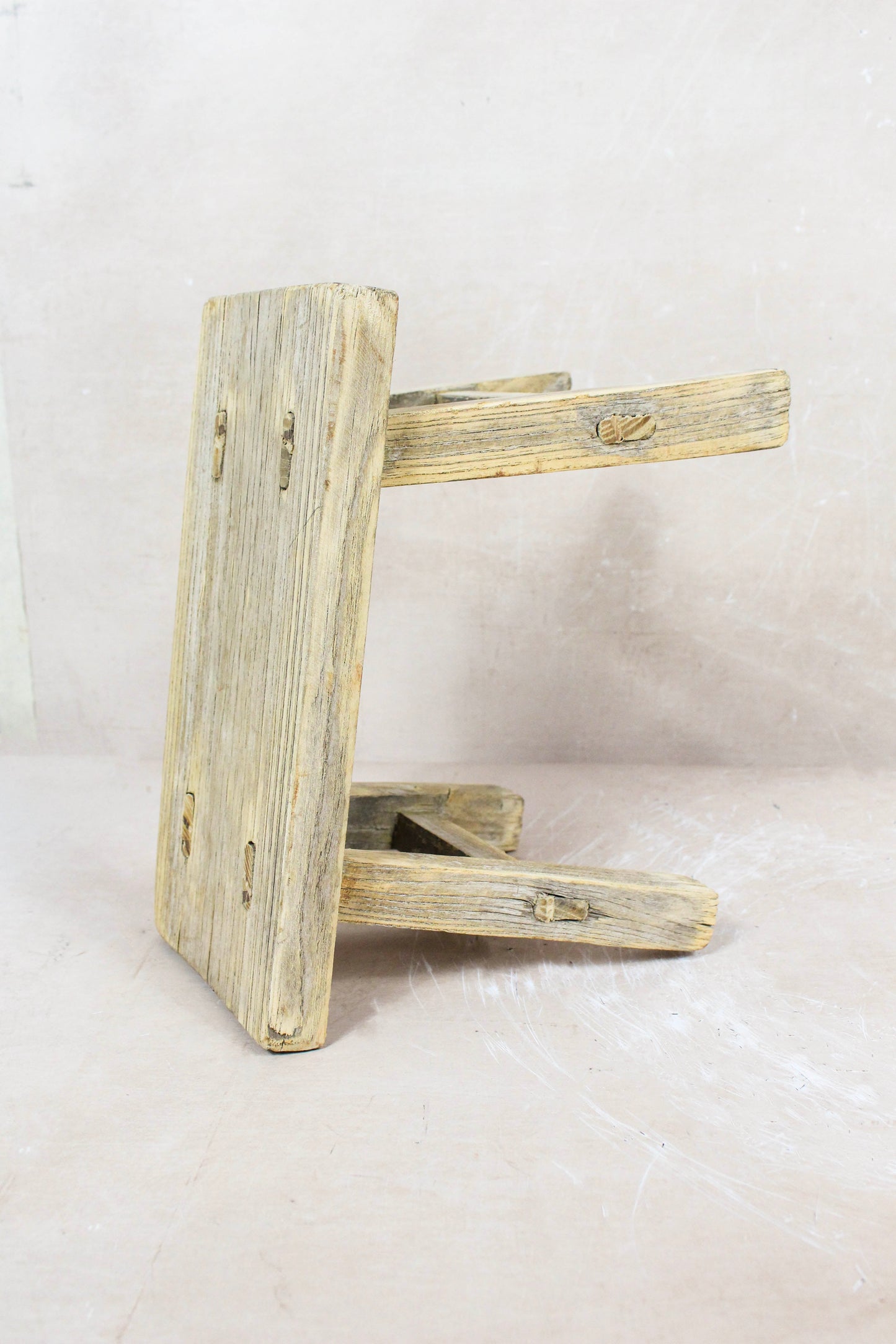 Vintage Rustic Elm Wood Stool Small - No 60