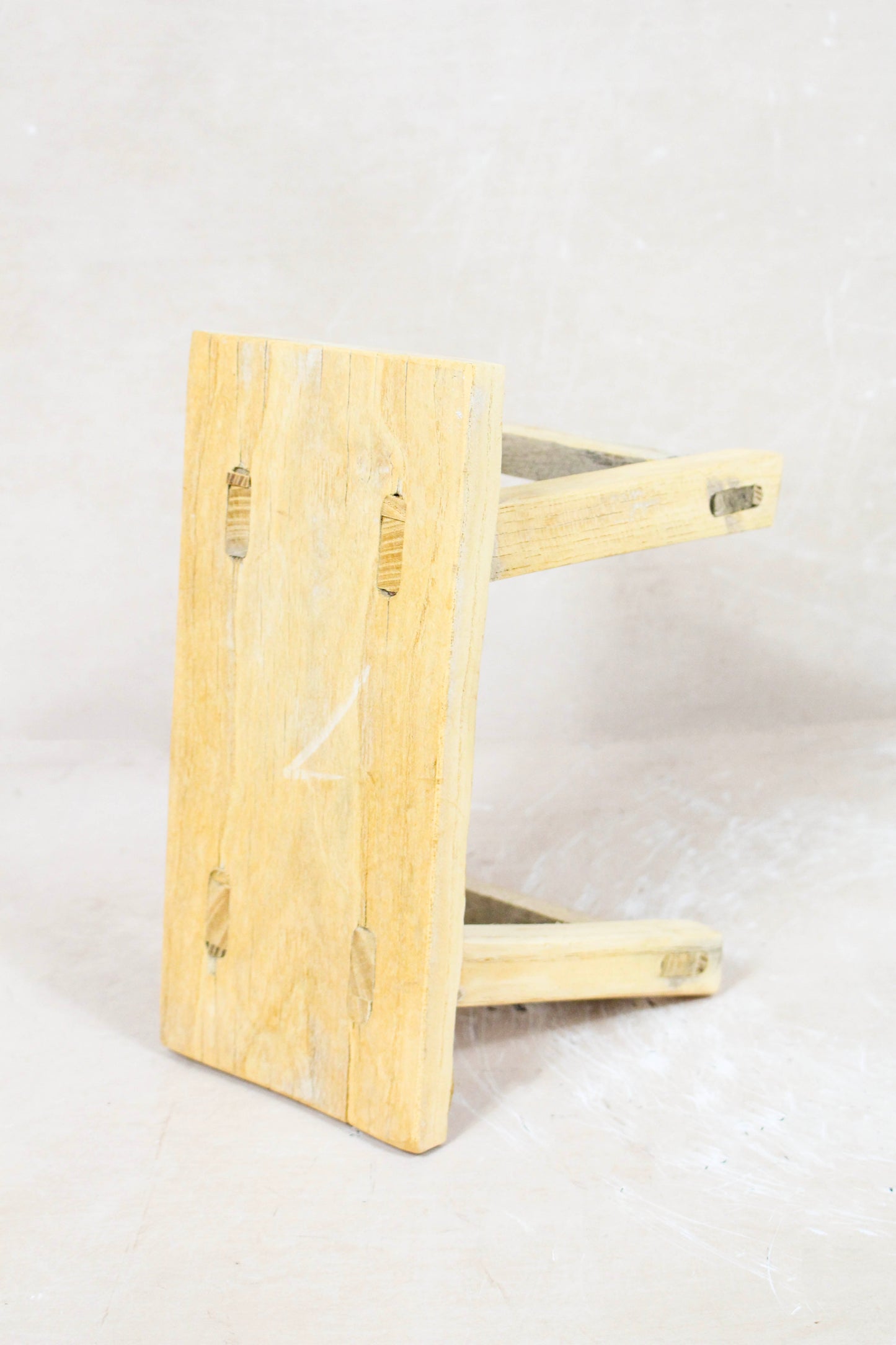 Vintage Rustic Elm Wood Stool - No 63