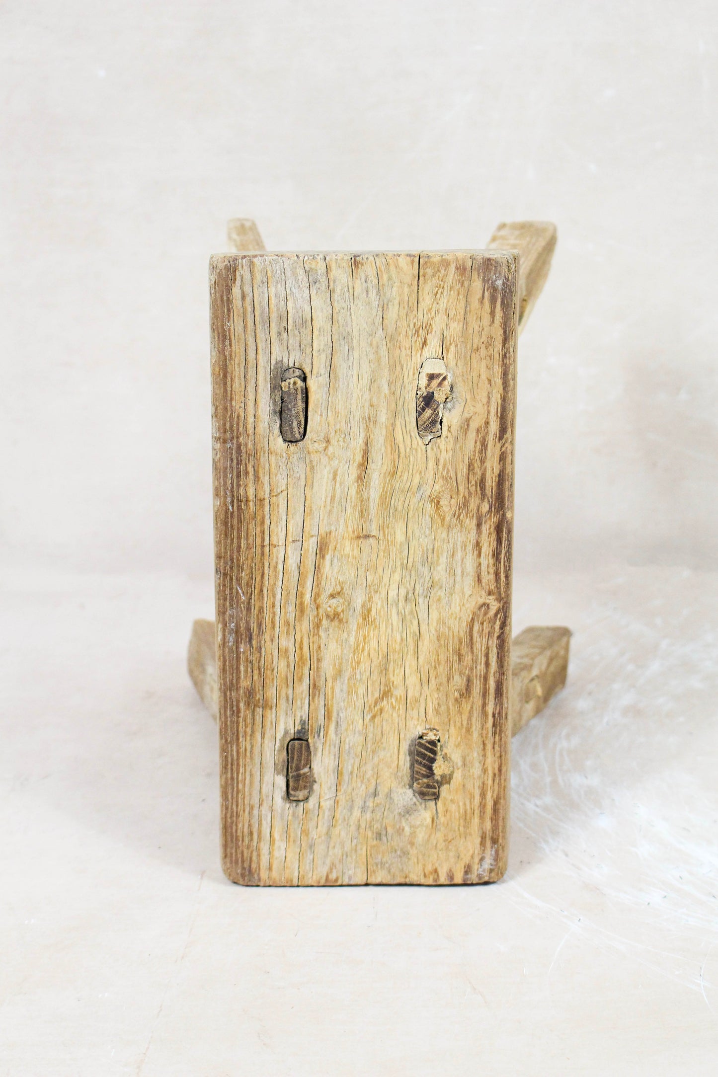 Vintage Rustic Elm Wood Stool - No 65