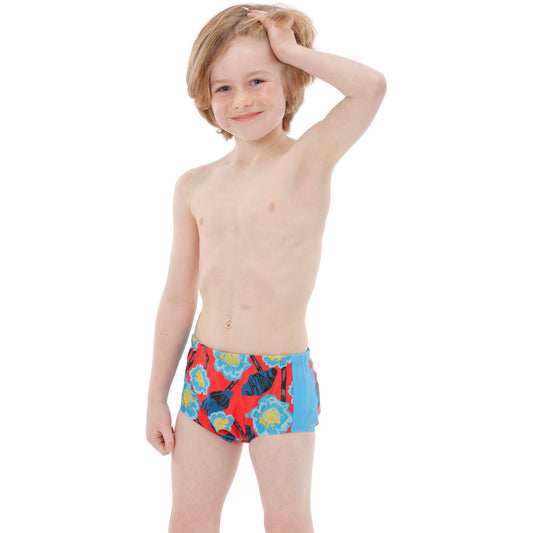 Boy's Waterproof Incontinence Swim Trunks – Floral Blue