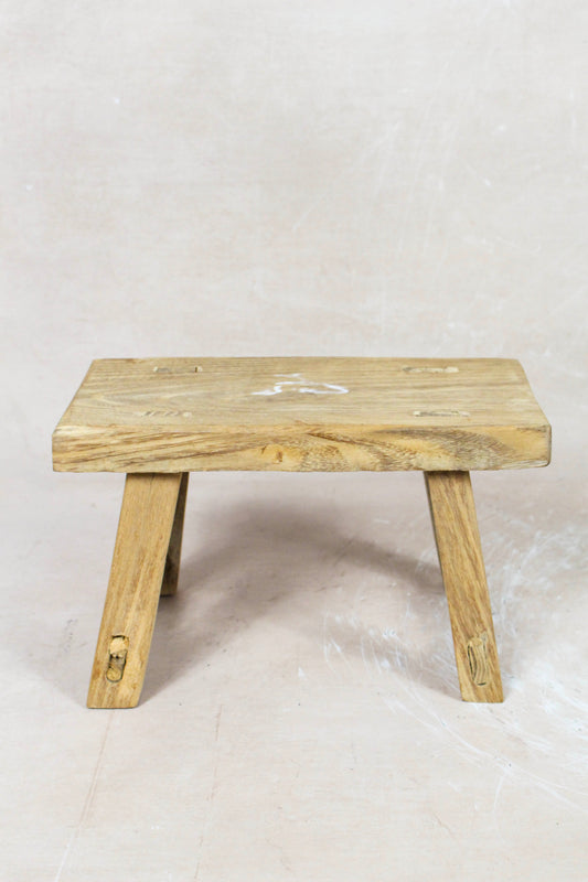 Vintage Rustic Elm Wood Stool Small - No 66