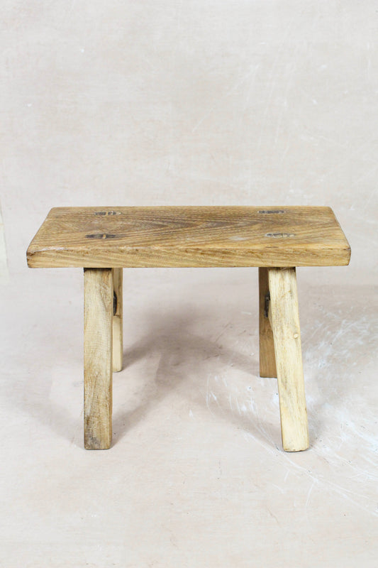 Vintage Rustic Elm Wood Stool Small - No 67