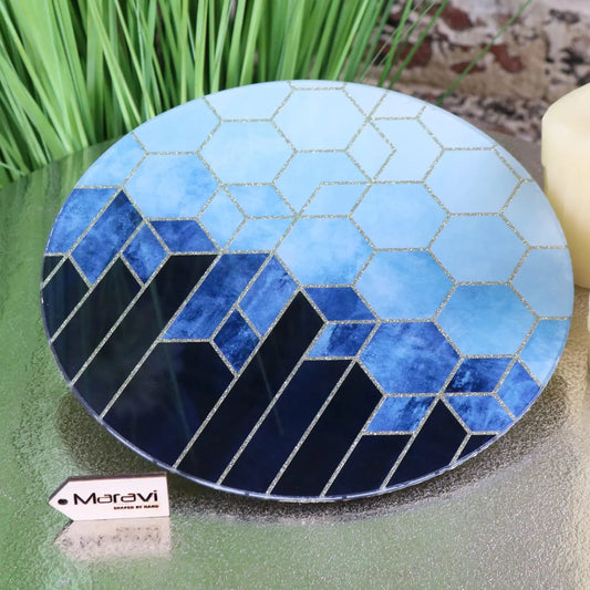 Konark Geometric Glass Candle Plate