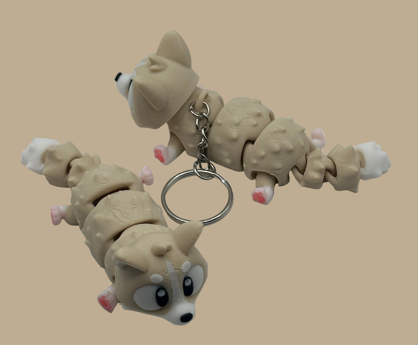3D Printed Flexi Corgi Dog | Fidget Toy | Desk Buddy | Keychain | Keyring Gift for Dog Lovers | Cute Articulated Animal