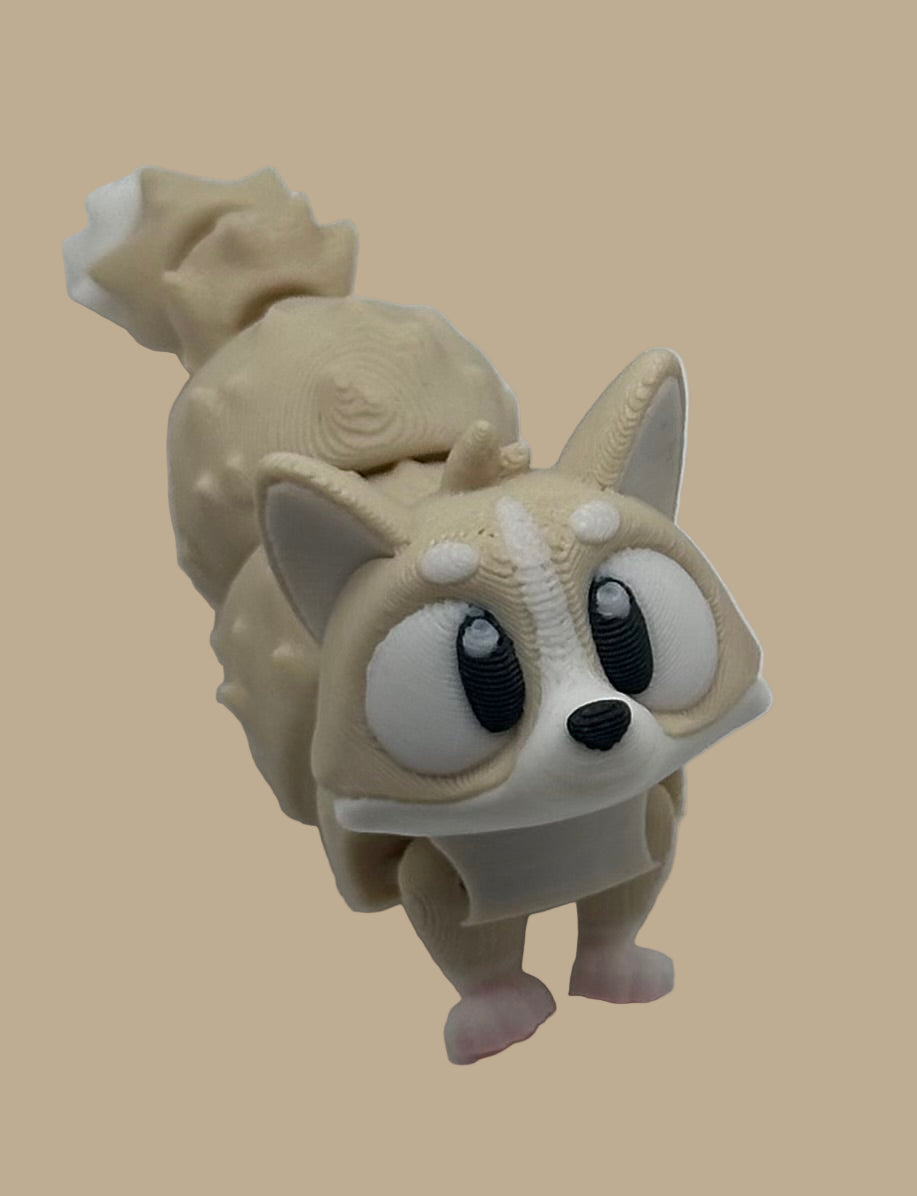 3D Printed Flexi Corgi Dog | Fidget Toy | Desk Buddy | Keychain | Keyring Gift for Dog Lovers | Cute Articulated Animal