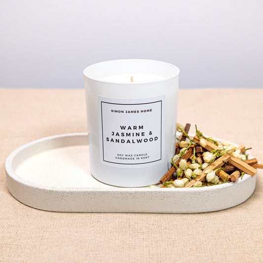 Warm Jasmine & Sandalwood Handmade Soy Wax Candle