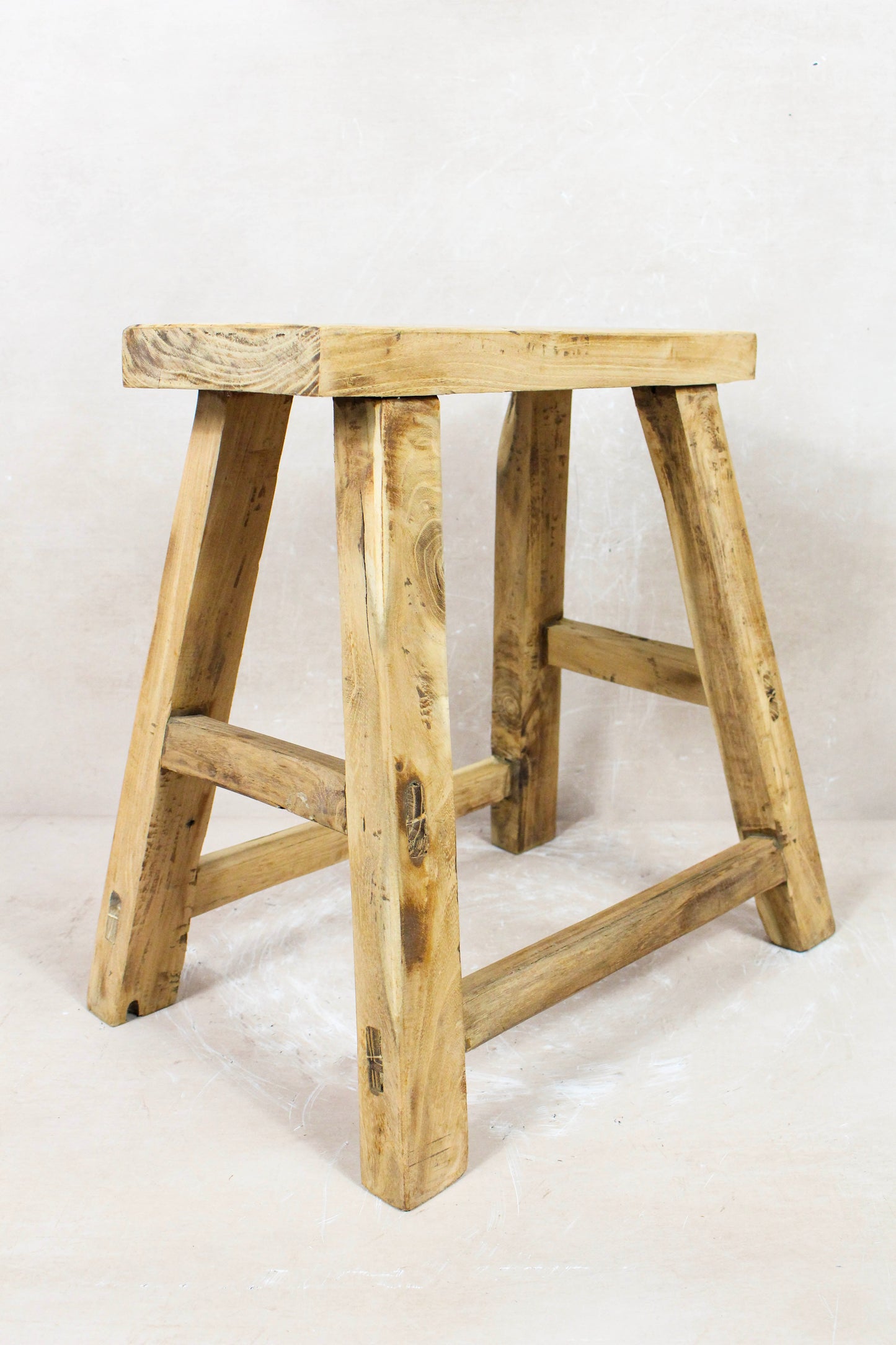 Vintage Rustic Stool - Elm wood - 77