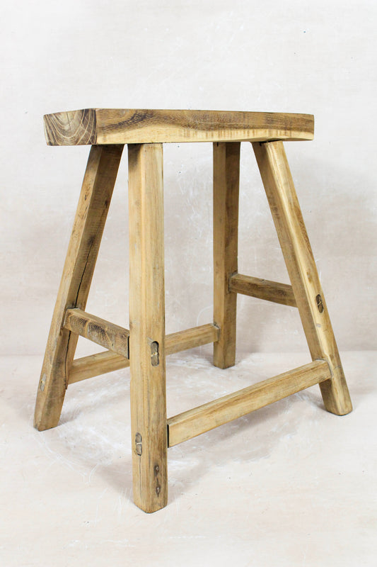 Vintage Rustic Stool - Elm wood - 78