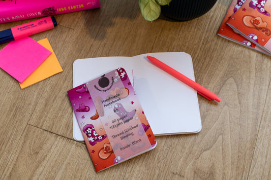 A6 Handmade Notebook with Cowgirl / Cowboy / Cowthey Design