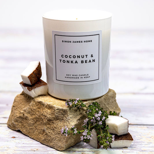 Coconut & Tonka Bean Handmade Soy Wax Candle - Luxurious Coconut Candle