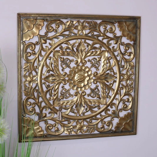 Talwara Square Filigree Gold Wall Art Metal