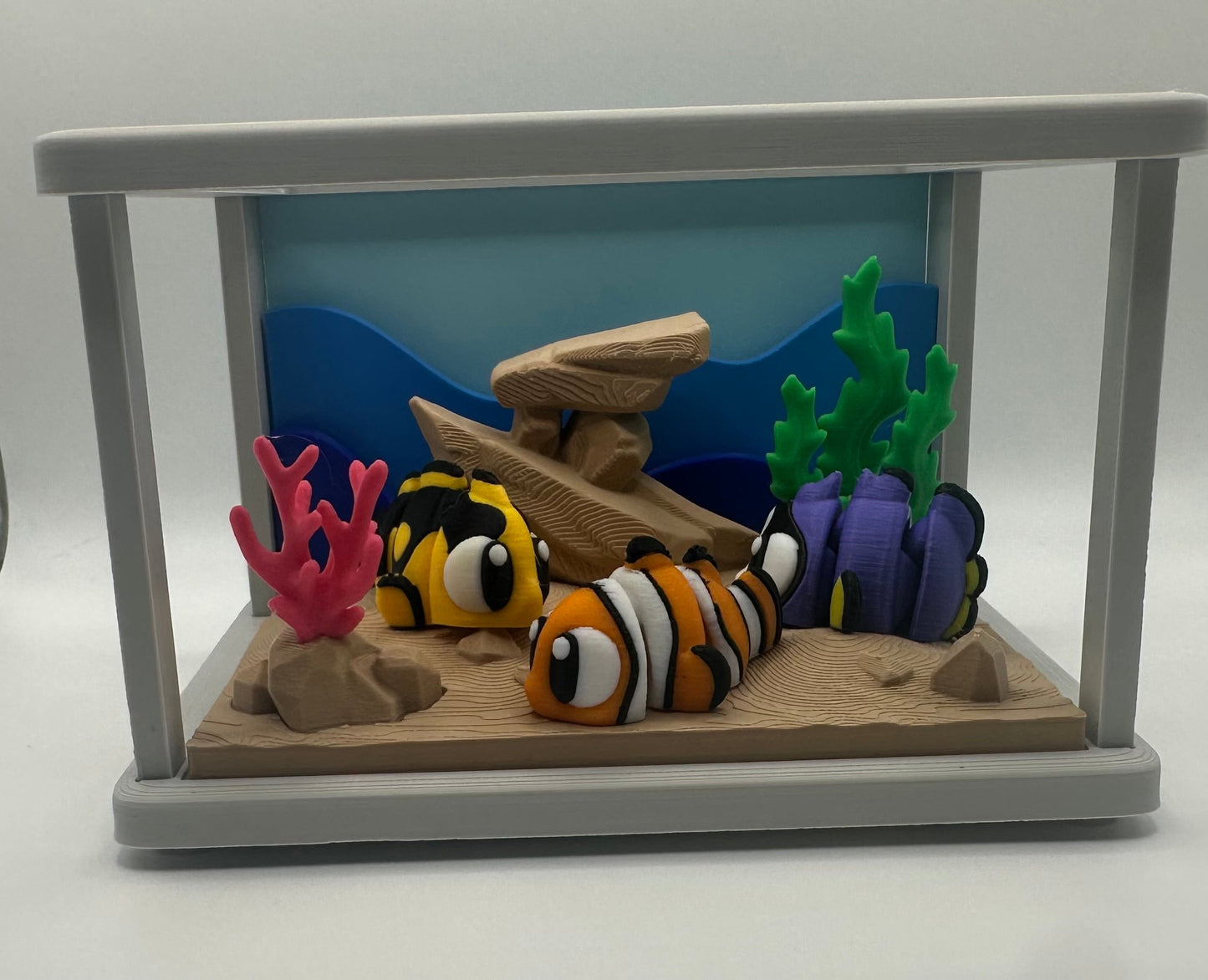 3D Printed Flexi Clown Fish | Nemo Inspired Fidget Toy | Desk Buddy | Keychain | Keyring Gift for Ocean Lovers | Articulated Fish