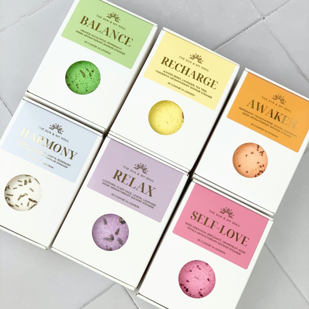 Awaken Aromatherapy Shower Steamer in Box - Peppermint, Frankincense, Lemon and Cranberry Seeds