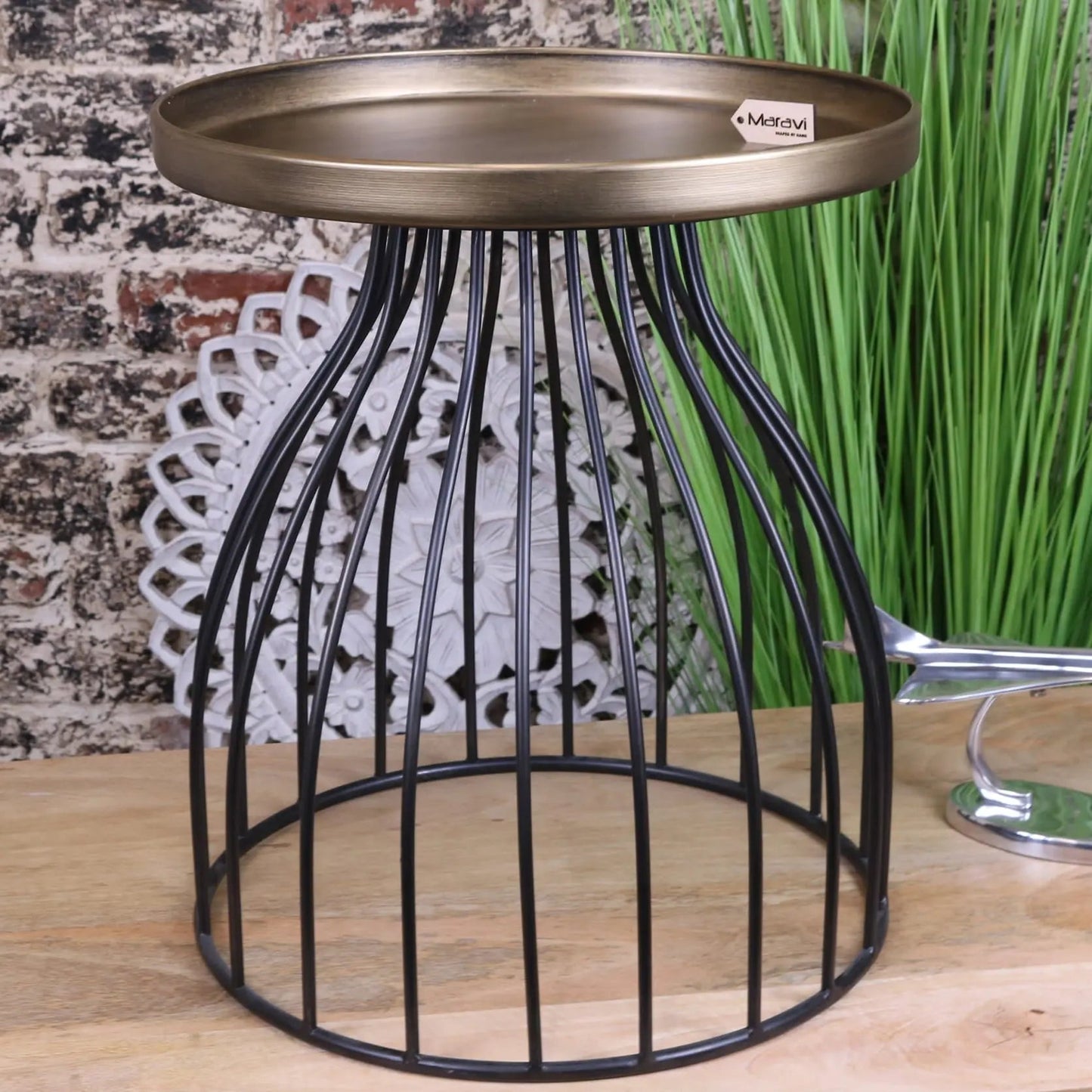 Palampur Gold Industrial Round Side Table