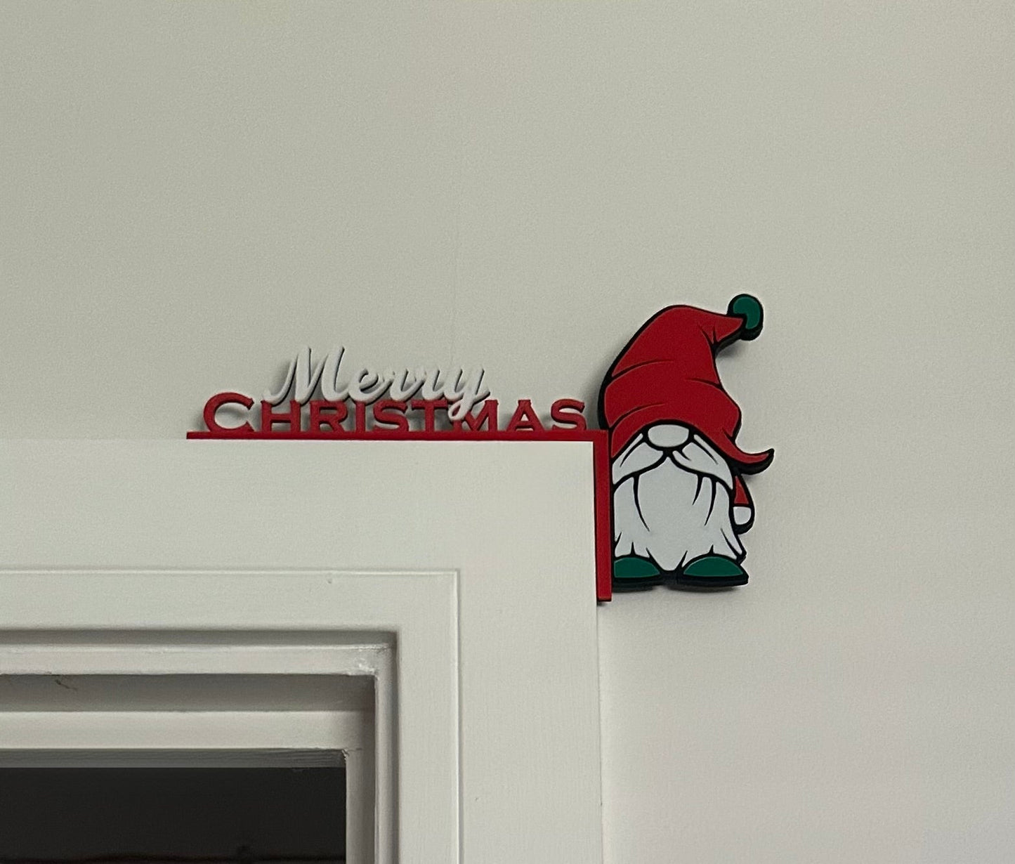 Merry Christmas Gnome Gonk Door Corner Sign | 3D Printed Christmas Decor | Holiday Door Decoration | Festive Ornament