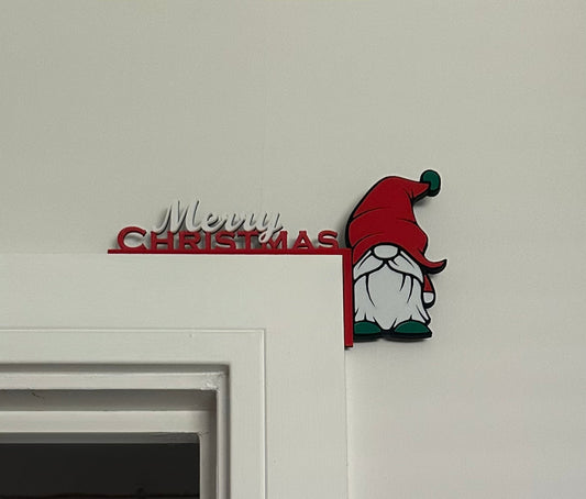 Merry Christmas Gnome Gonk Door Corner Sign | 3D Printed Christmas Decor | Holiday Door Decoration | Festive Ornament