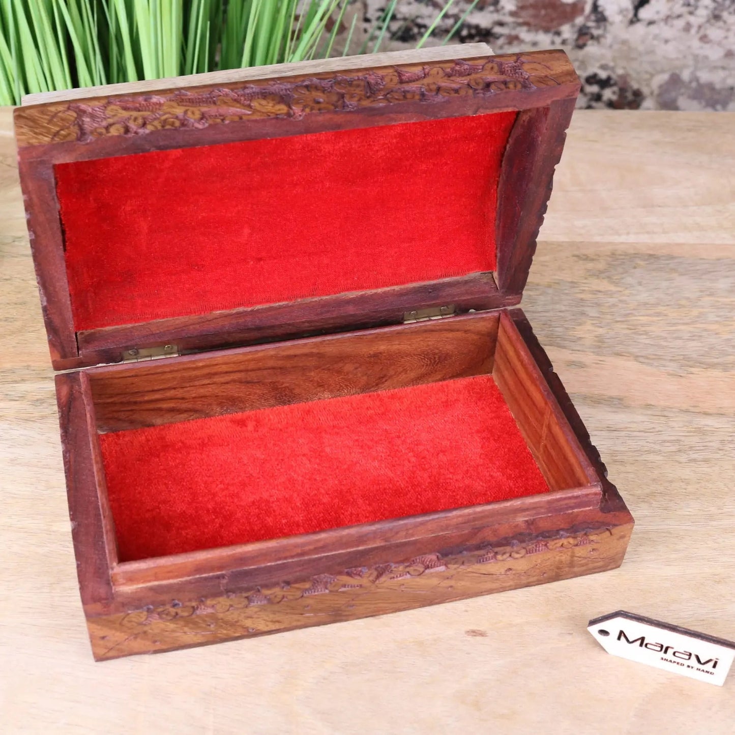 Aipur Sheesham Wood Carved Treasure Chest Box