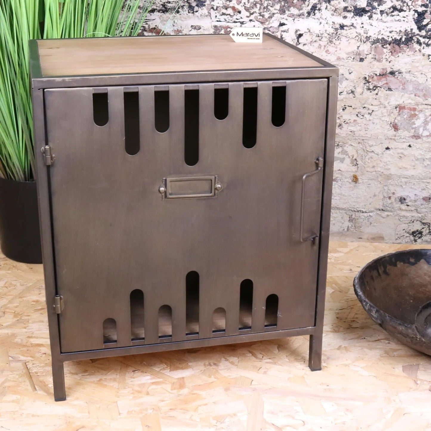Usri Metal Industrial Style Bedside Cabinet