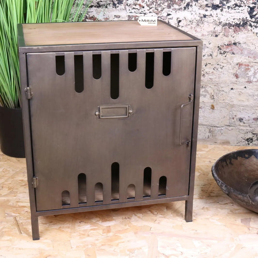 Usri Metal Industrial Style Bedside Cabinet
