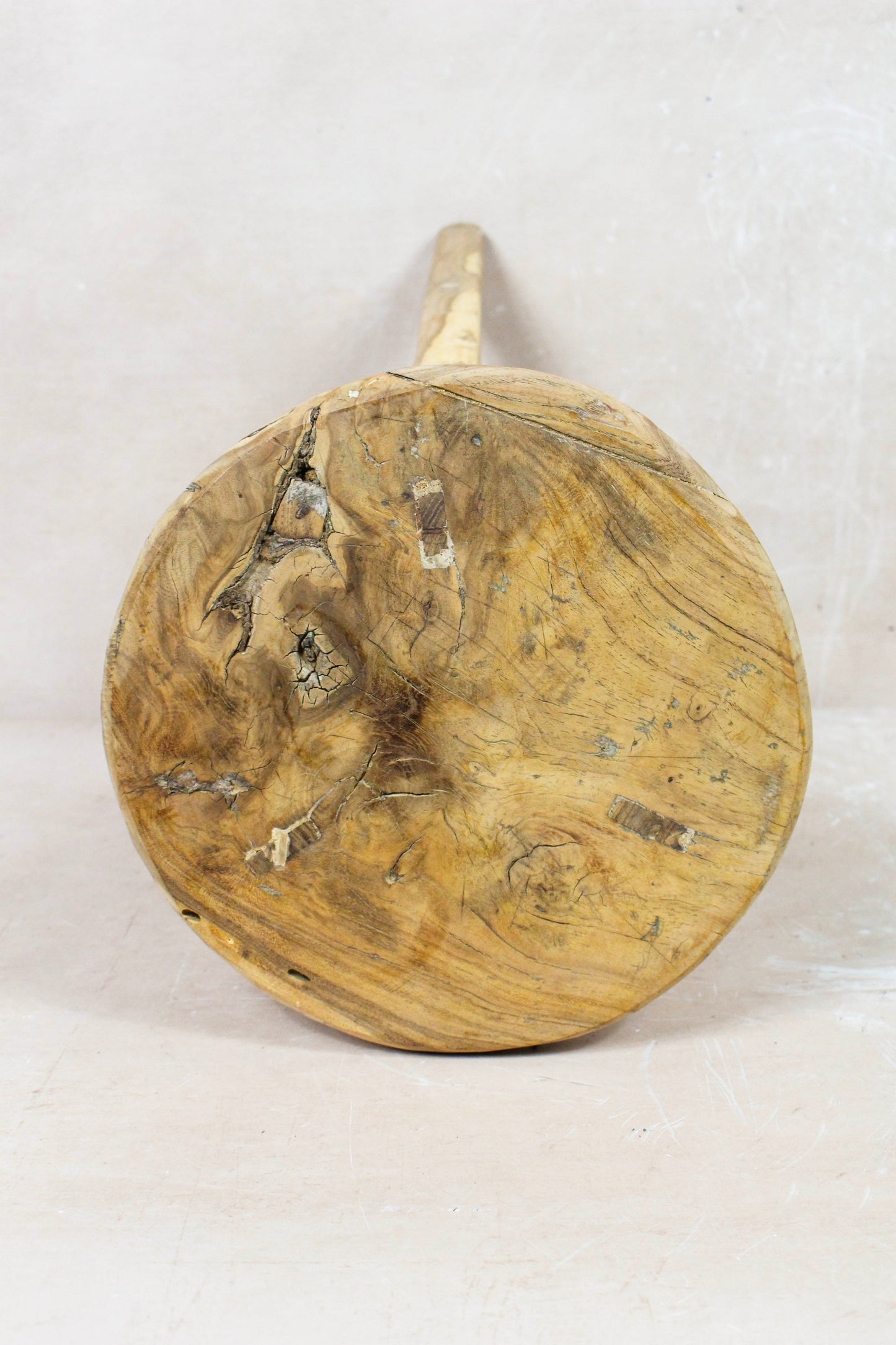 Vintage Rustic Round Stool - Elm wood - 128