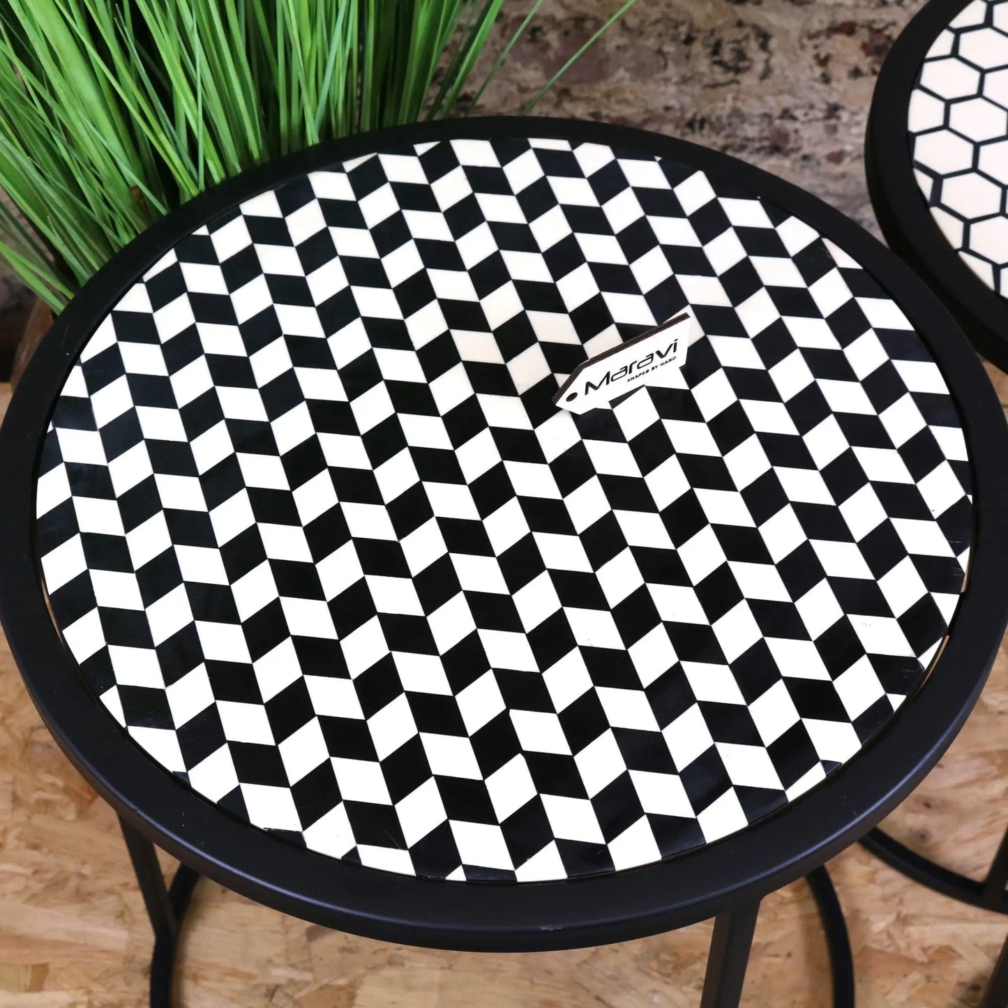 Chinta Modern Black Round Nesting Side Tables