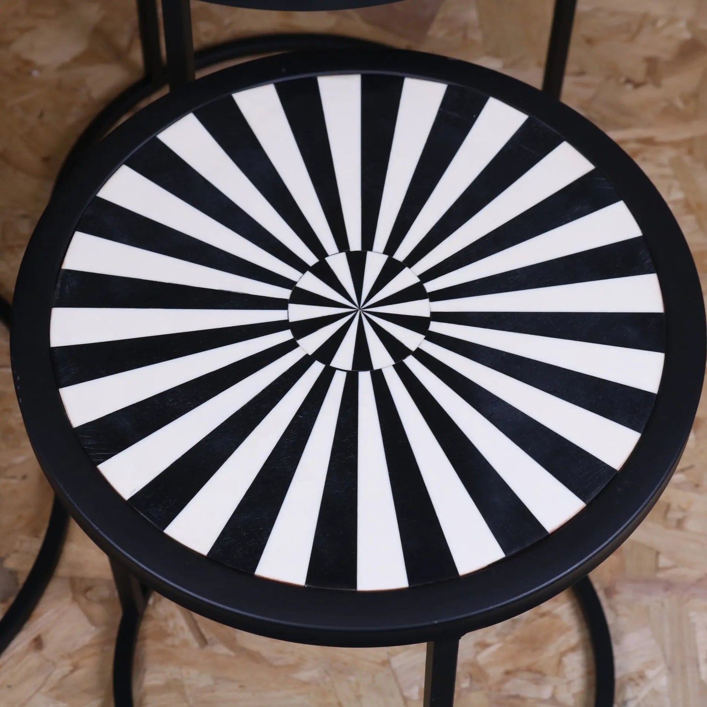 Chinta Modern Black Round Nesting Side Tables