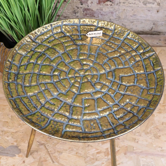 Chena Antiqued Metal Round Gold Side Table 44cm